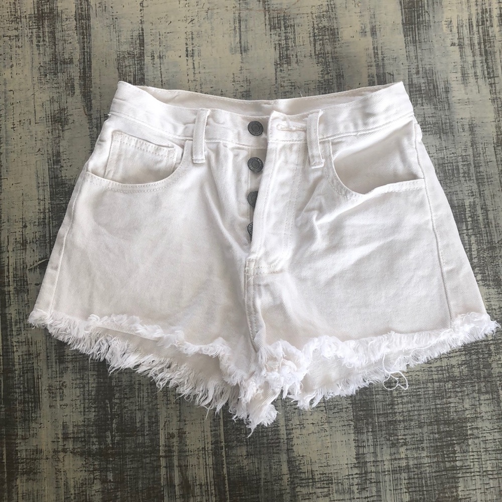 White jean shorts.